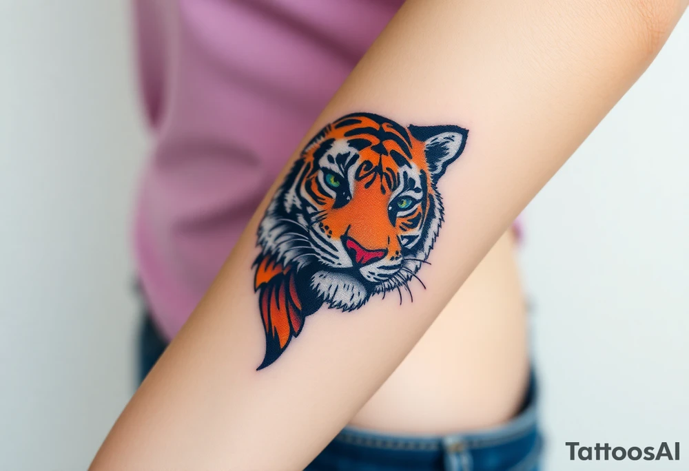 a full color cubist tiger tattoo tattoo idea