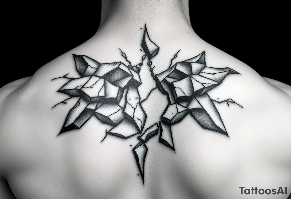 3d broken skin tattoo idea