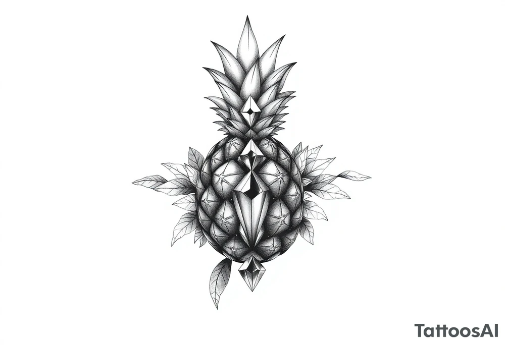 To cover pubic area vagina and anus using a bushy pineapple with diamonds with vagina and anus erotic and magestic tattoo idea
