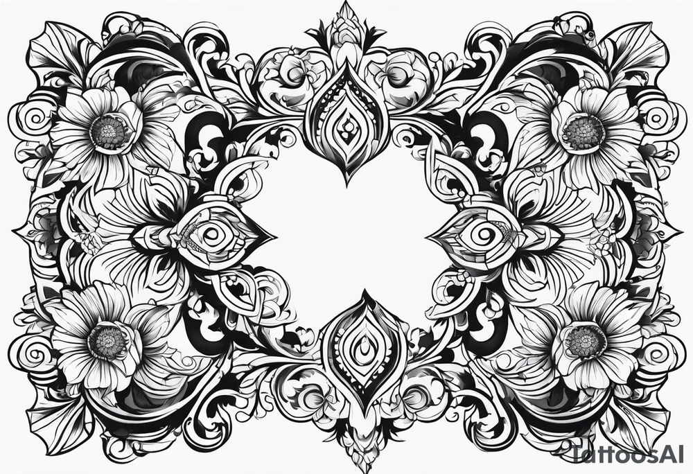 israel town flower swirl vector tattoo idea