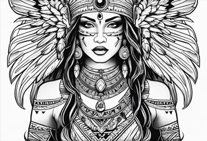 beautiful, kali, valkrye, goddess, native american, chest, left looking, wing tattoo idea