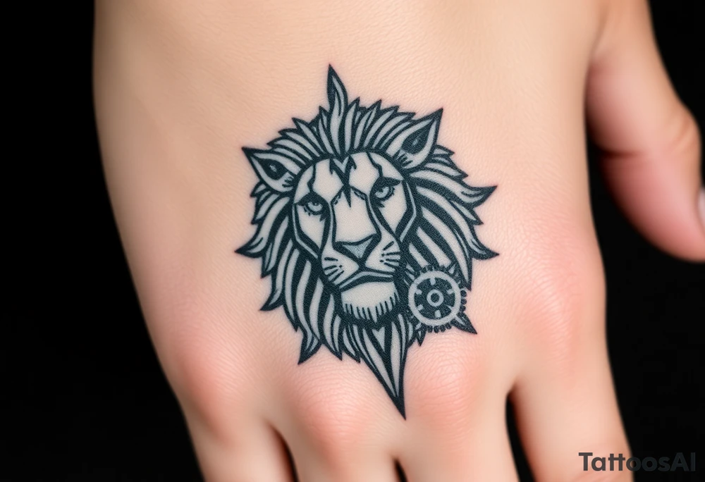 Lion made from gears tattoo idea