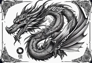 dragon with hieroglyphics tattoo idea