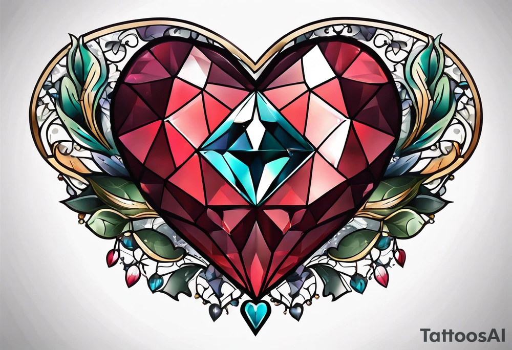 simple shape of a heart and dimond tattoo idea