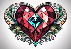 simple shape of a heart and dimond tattoo idea