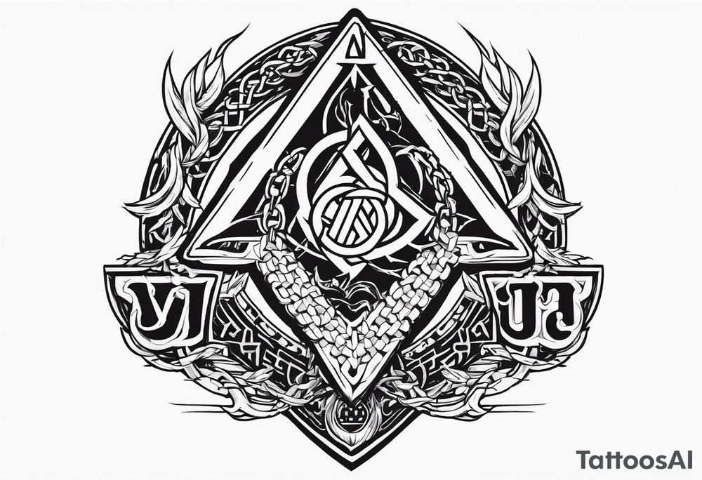 Valhalla sword shield dragon axe Valknut barbed wire chains fire tattoo idea Valhalla sword shield dragon axe Valknut barbed wire chains fire tattoo idea