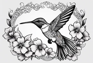 one hummingbird w/ dogwood flowers tattoo idea