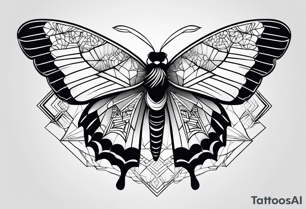Moth, panda, geometry, clouds tattoo idea