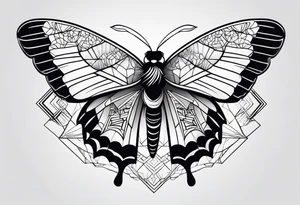 Moth, panda, geometry, clouds tattoo idea