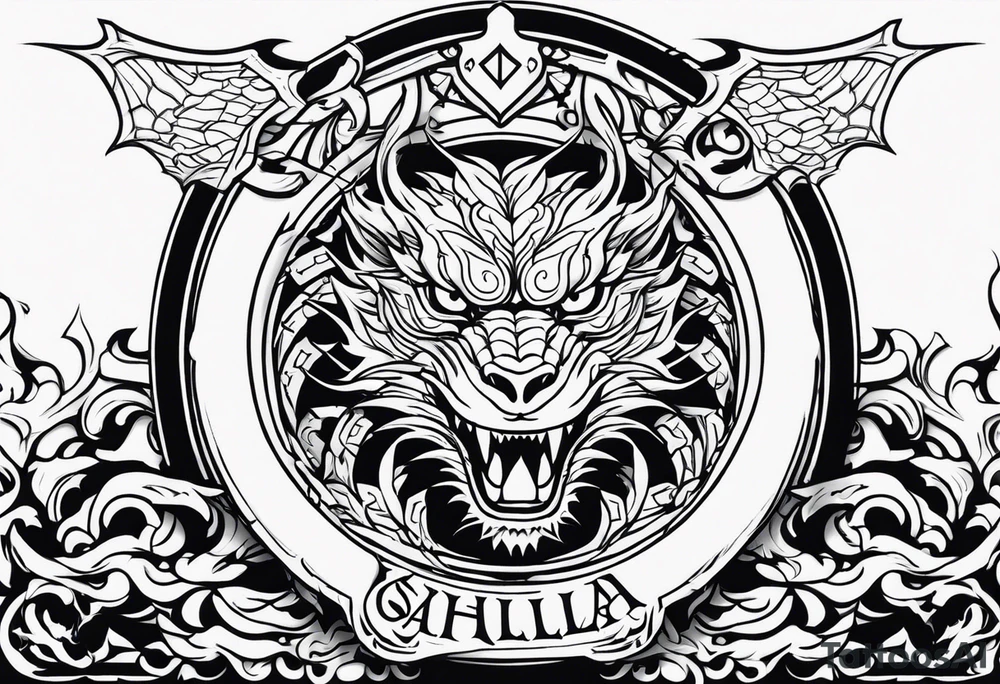 Valhalla sword shield dragon tattoo idea
