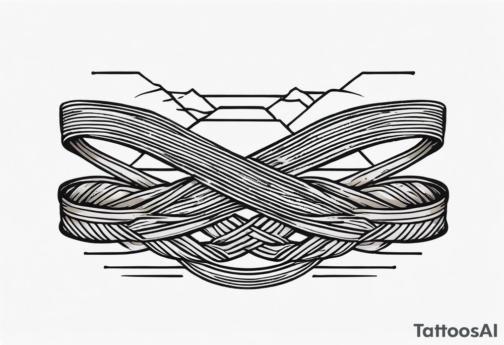 long horizontal strip made of entangled ropes tattoo idea
