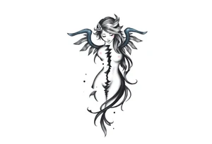 A minimalist tattoo that represents a shattered and betrayed gemini woman who fought hard throughout this year. With colors blue and black. Make it unique and rare. Without leaves and stem. tattoo idea