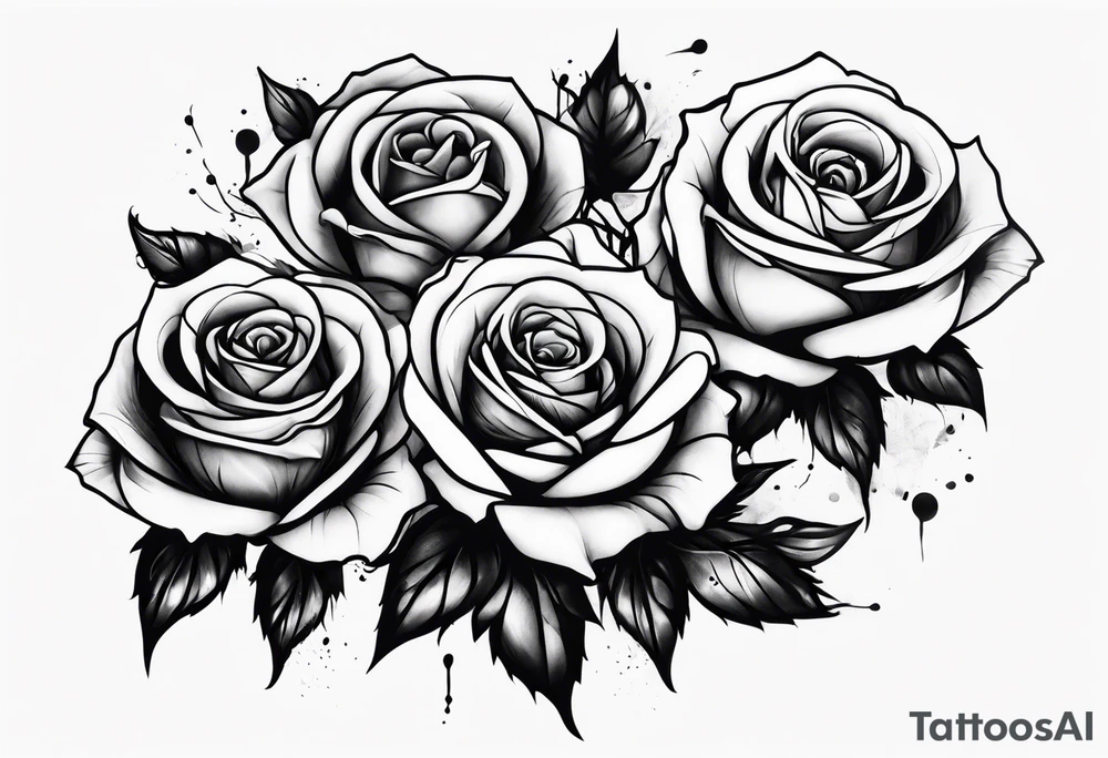 Black rotten roses stack sleeve tattoo idea
