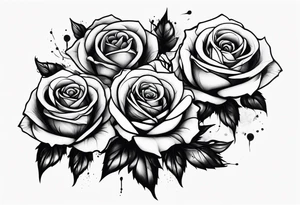 Black rotten roses stack sleeve tattoo idea