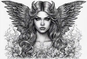 Creepy half angel half demon tattoo idea