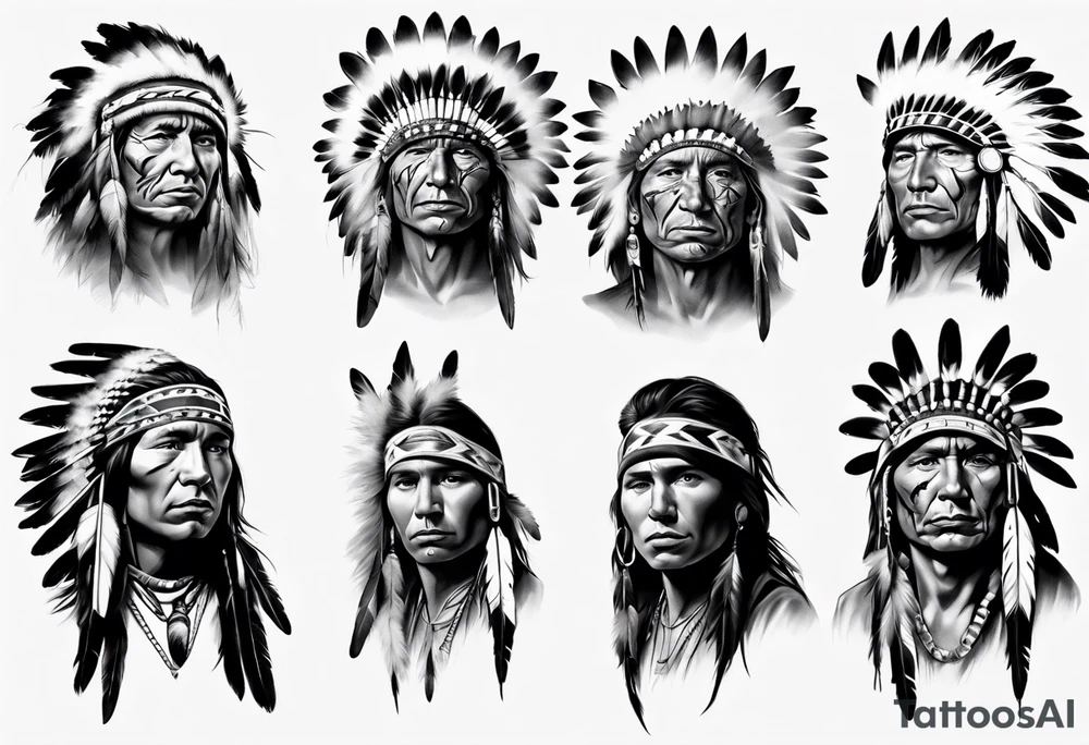 young Native American face photorealism tattoo idea