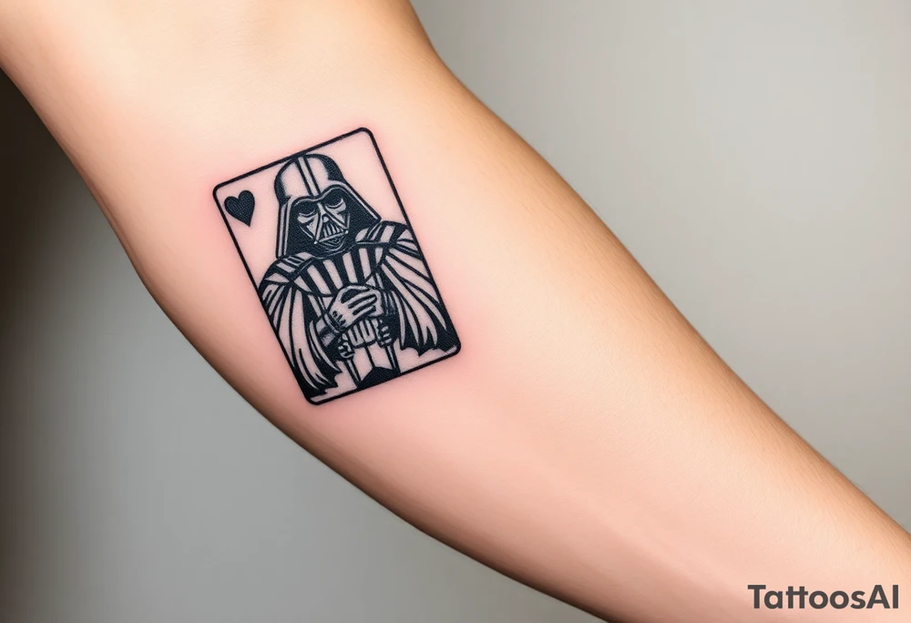 king of hearts card with arm Darth Vader tattoo idea