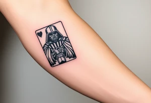 king of hearts card with arm Darth Vader tattoo idea