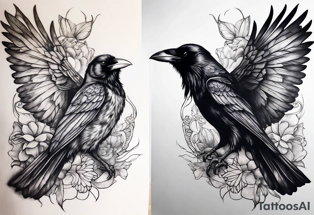 A Raven and a Butterlfy, same size tattoo idea