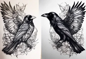 A Raven and a Butterlfy, same size tattoo idea