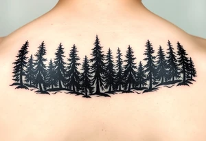 Needle forest with black and gray trees tattoo idea