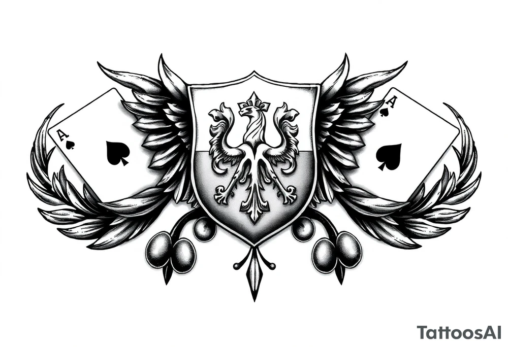 poland symbol and poker cards tattoo idea