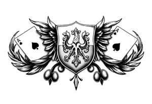 poland symbol and poker cards tattoo idea