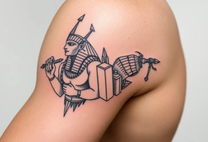 Egyptian gods with relics tattoo idea