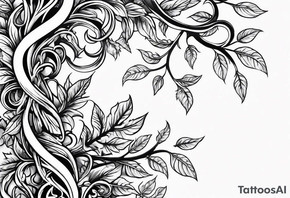 Leafy vines with chain tattoo idea