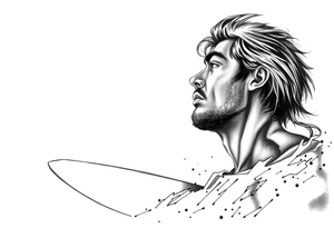silver surfer on his board looking over in deep thought as he is in the sky tattoo idea