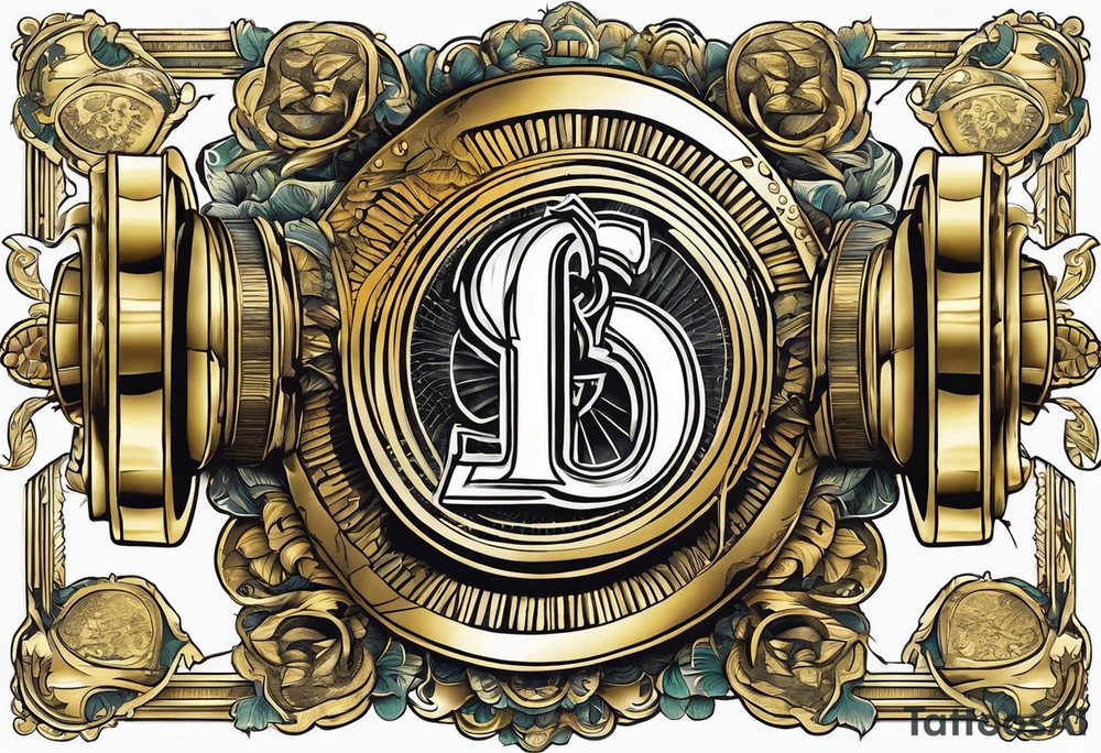 Gold dollar sign with a fist that looks like a hundred speaker bill punching through it tattoo idea