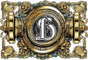 Gold dollar sign with a fist that looks like a hundred speaker bill punching through it tattoo idea