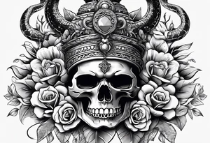 5. A combination of skulls and flowers on the upper arm, with Mahadev's face on the forearm, and a serpent or snake (representing rebirth) wrapping around the arm. tattoo idea