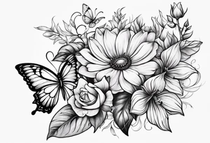 Sundlower and butterflies and humming birds tattoo idea