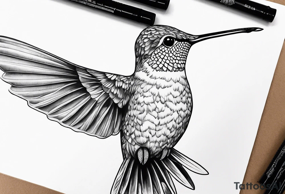 Small fine line hummingbird tattoo idea
