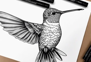 Small fine line hummingbird tattoo idea