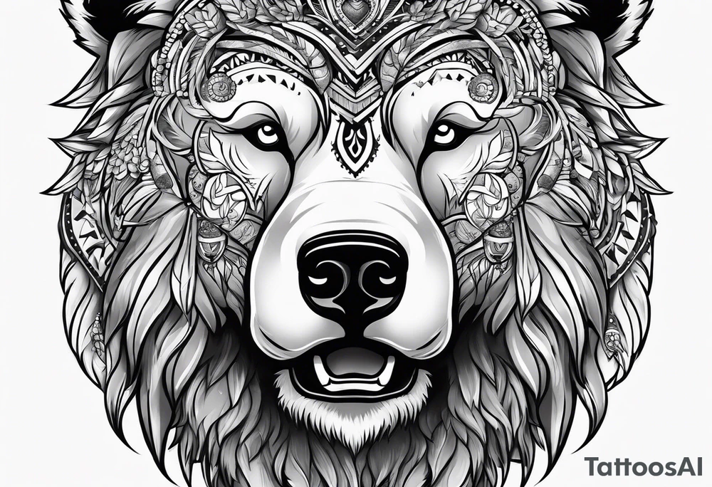 Snow bear shaman head tattoo idea