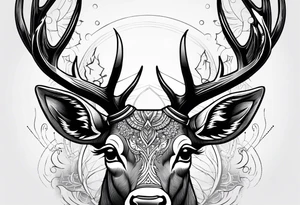 Strong deer with antlers with universe as eyes tattoo idea