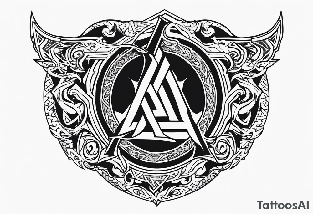 Valhalla sword shield dragon axe Valknut fire tattoo idea Valhalla sword shield dragon axe Valknut fire tattoo idea