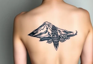 Traditional Māori Mt Taranaki with a tiki chest tattoo tattoo idea