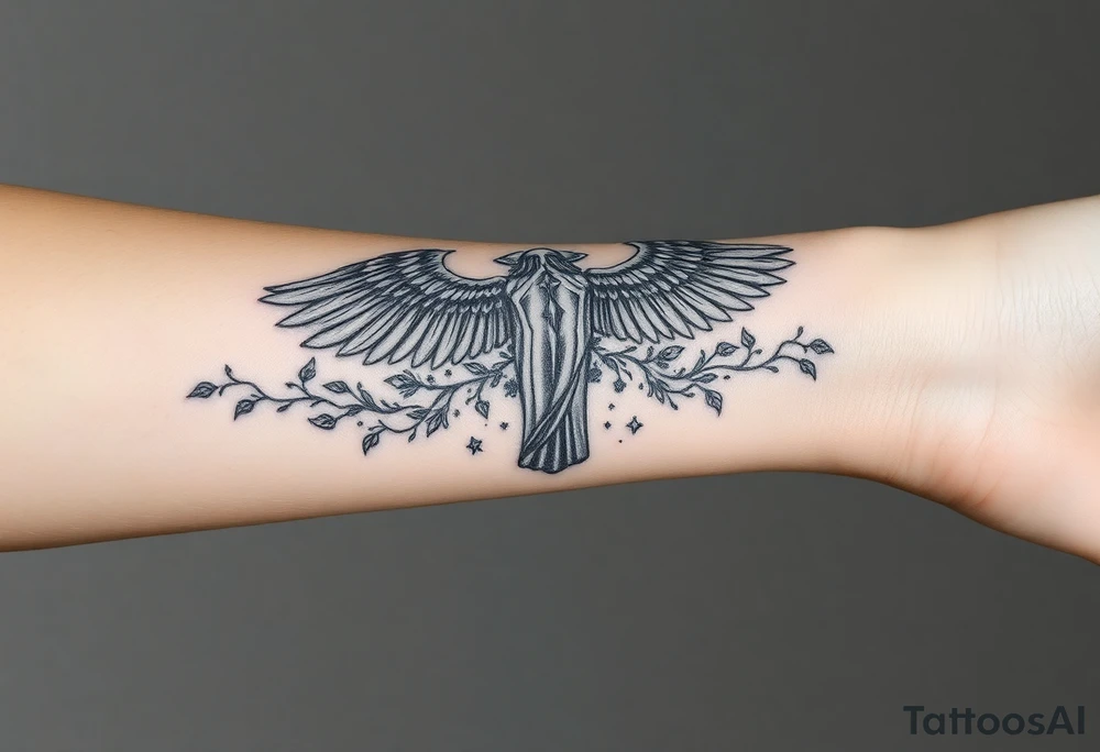 Unisci in un tatuaggio antlande che porta il peso del mondo con l’arcangelo san Michele e aggiungi elementi significativi della mitologia greca come il pantheon tattoo idea