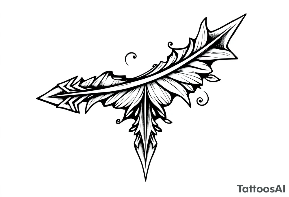 thick  arrow that show down tattoo idea