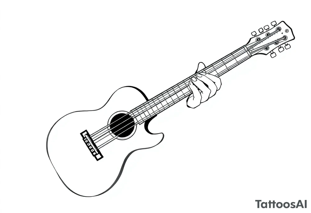 Line traditional American guitar tattoo idea