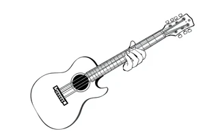 Line traditional American guitar tattoo idea