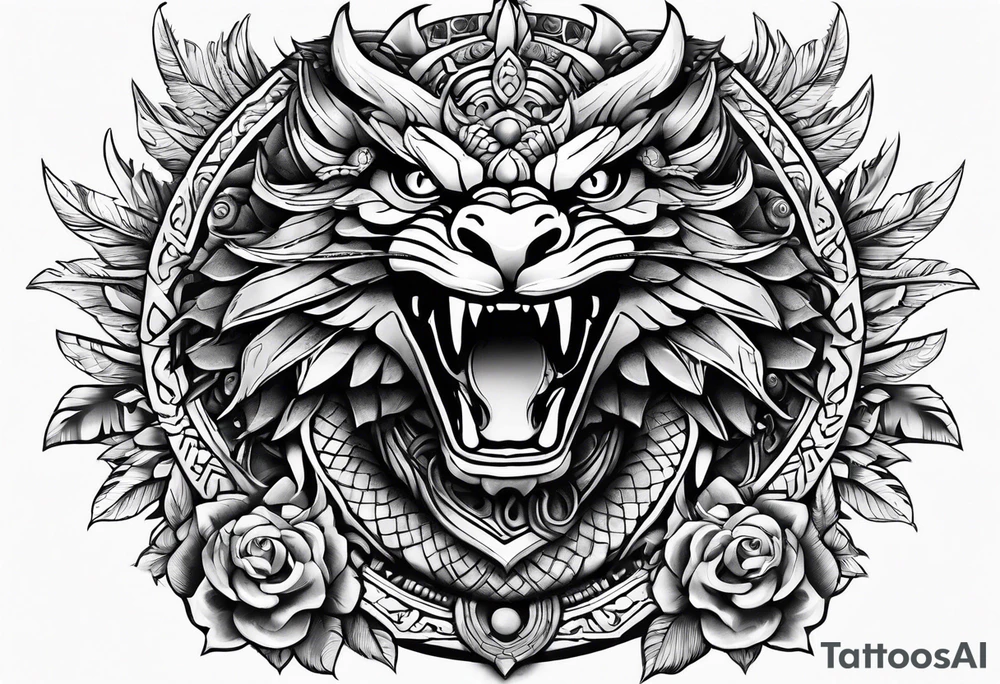 quetzalcoatl sleeve tattoo idea