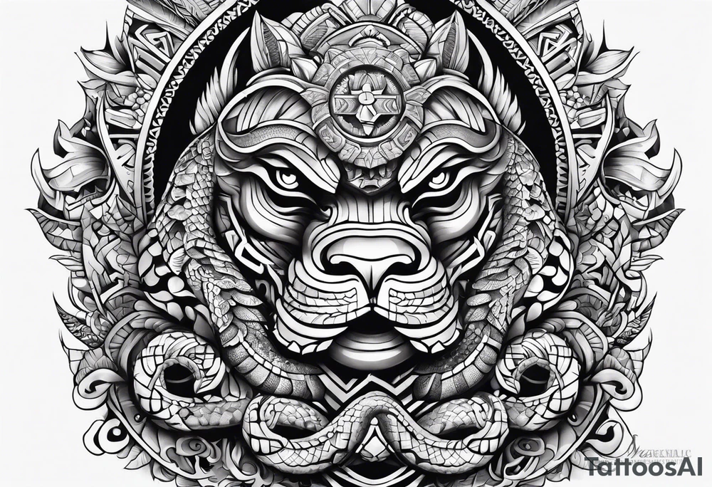 aztec snake sleeve tattoo idea
