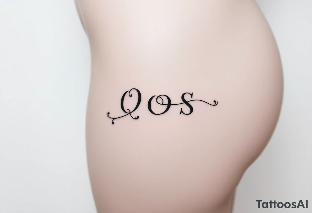 text reading "QOS" across a womb tattoo tattoo idea