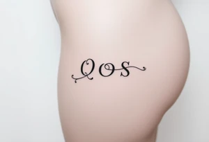 text reading "QOS" across a womb tattoo tattoo idea