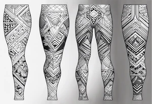 geometric pattern full leg and butt sleeve male tattoo idea