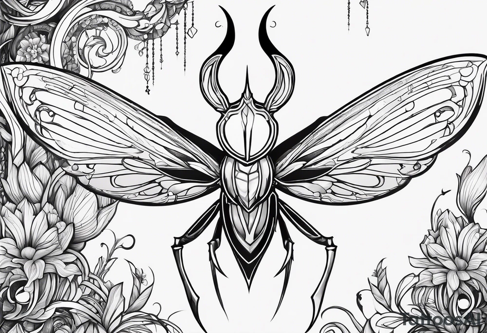 The Mantis Lords from Hollow Knight, no background, just linework tattoo idea